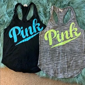 2-PINK Racerback tank tops